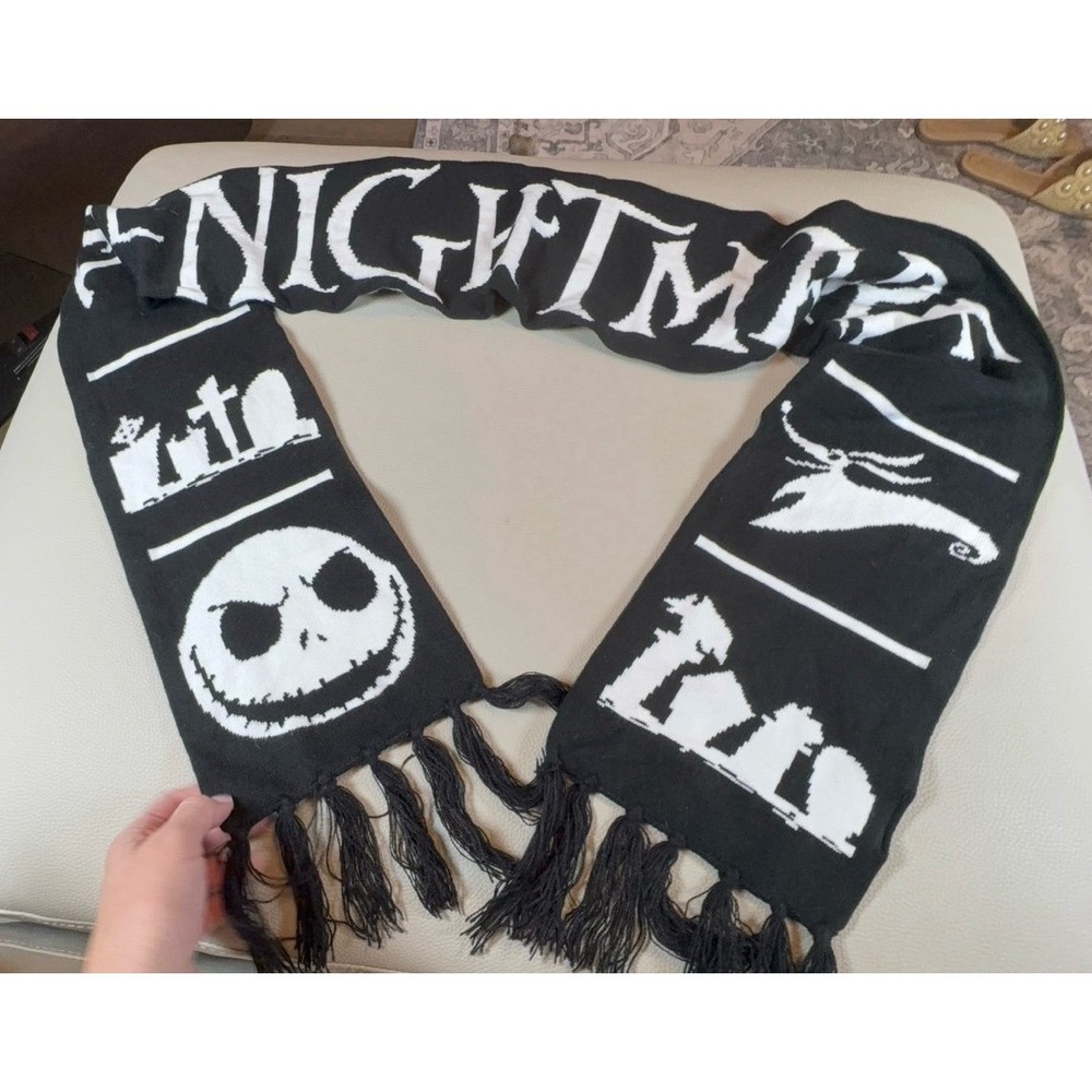 Nightmare Before Christmas Jack Skellington Zero Graveyard Scene Fringe Scarf